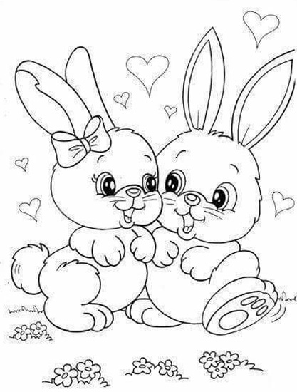 Adorable Bunny Rabbit Colouring Page