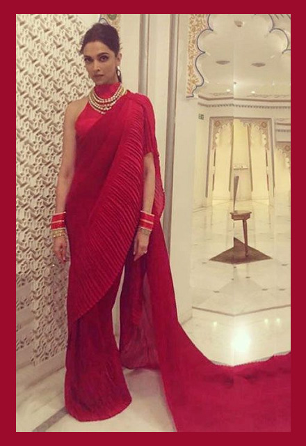 Deepika Padukone In Red Saree