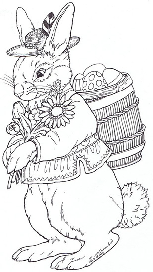 Easter Rabbit Colouring Images
