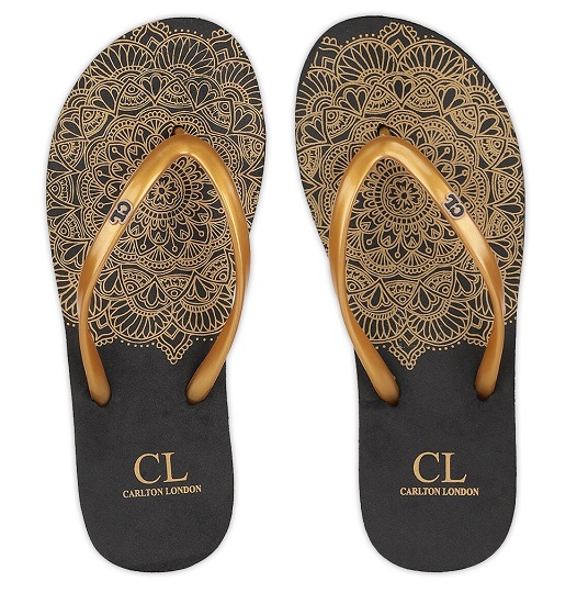 Gold And Black Cl Flip Flop Sandals