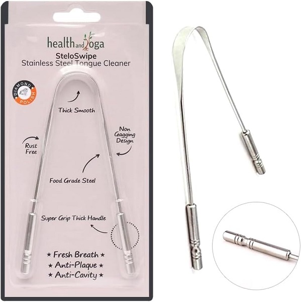HealthAndYoga(TM) Surgical Grade Stainless Steel Tongue Cleaner Scraper