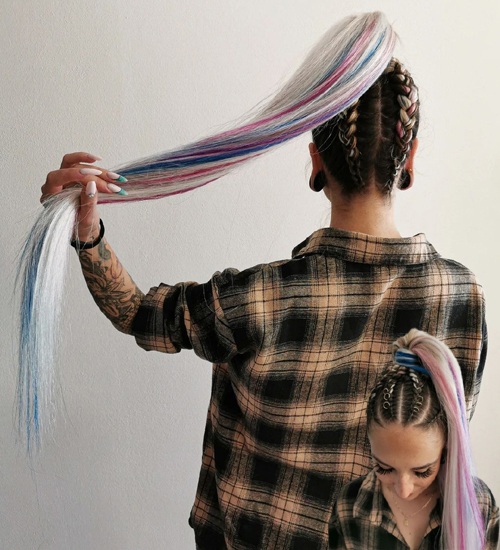 Multicolored High Ponytail Hair