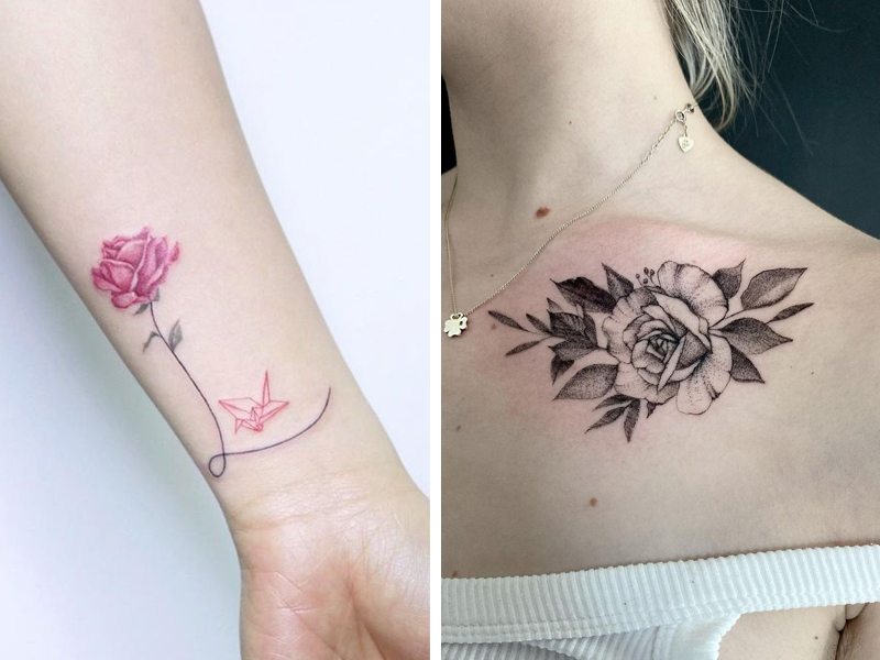 Flower Rose Tattoo Waterproof Men and Women Temporary Body Tattoo   Amazonin Beauty