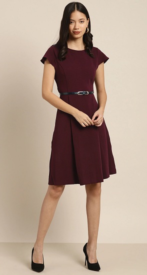 Short Sleeve Fit And Flare Formal Dress