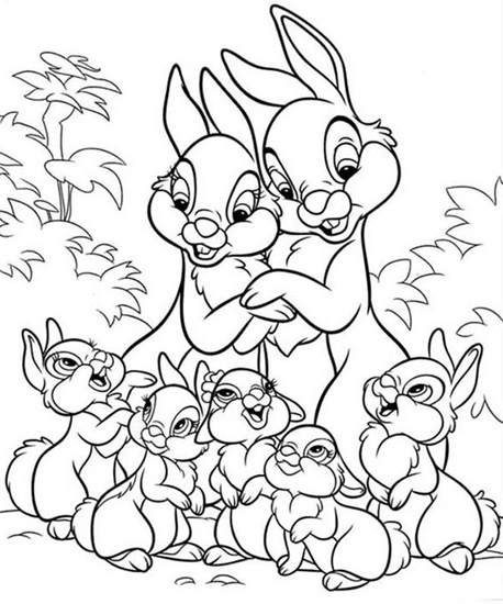 Thumper And Miss Bunny Colouring Page