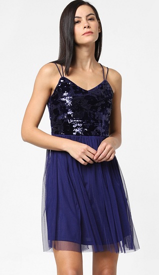 Velvet Fit And Flare Sequin Dress