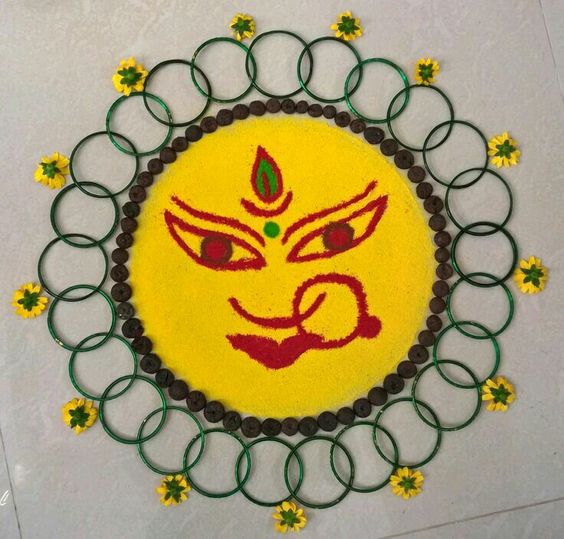 Navratri Rangoli Designs With Flowers