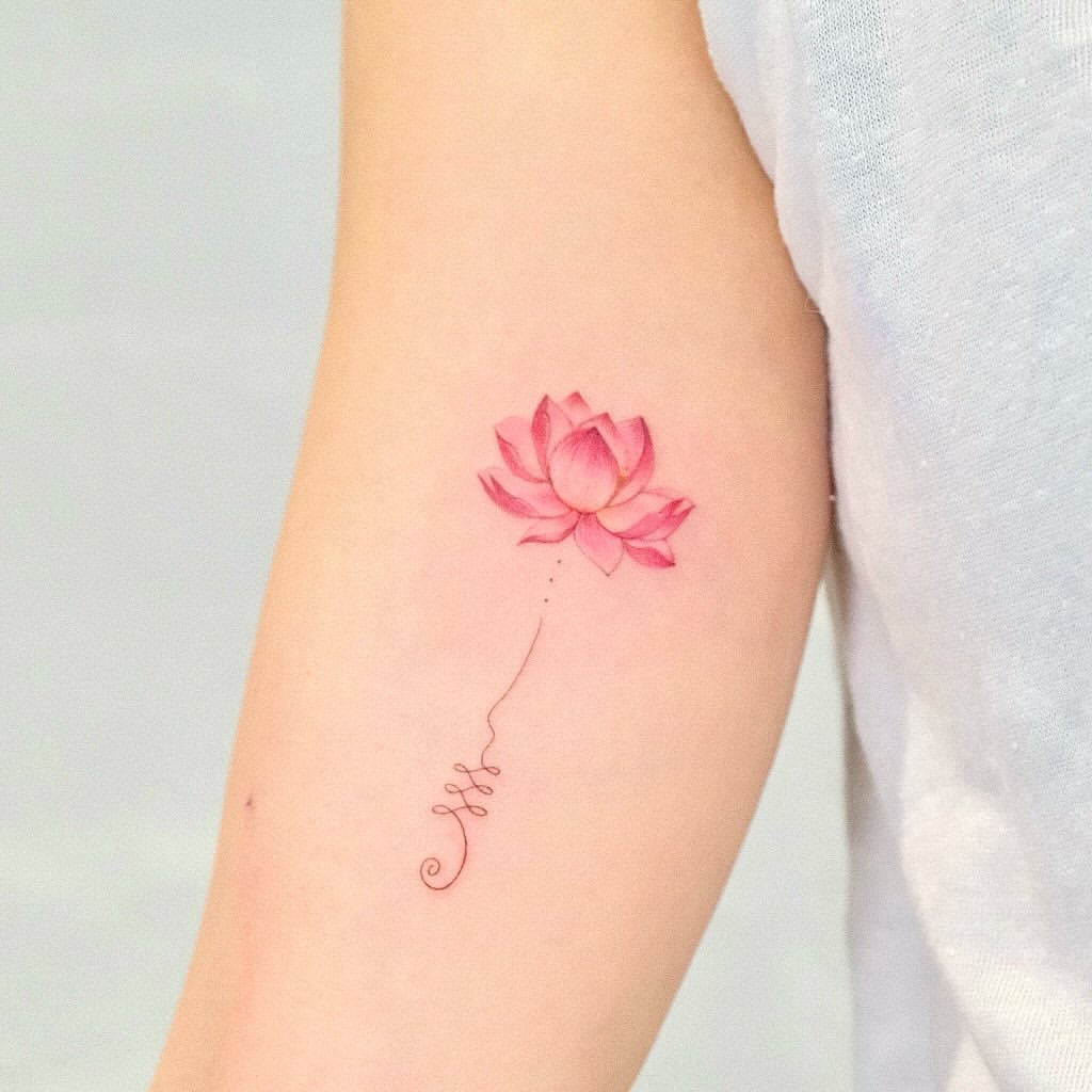 Small lotus tattoo with a little ooo of pastel colors... can't wait to see  it healed | Small lotus tattoo, Small tattoos, Lotus tattoo