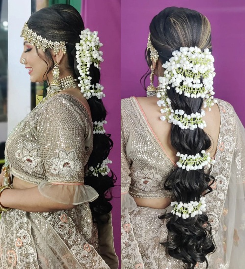Beautiful Hair (Gajra) - With Long Stick - Full Hair Bun Cover - Waterproof  and Weightless - Silk Flower Design - Hair Band - For Women