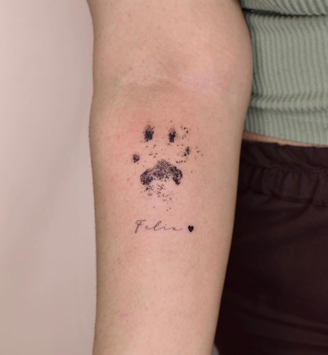 Personalized Paw Print Tattoo On Arm
