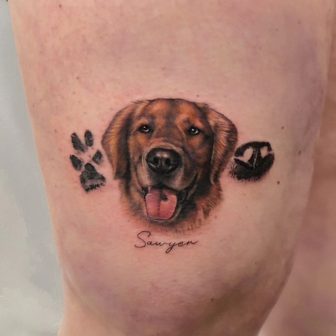 Realistic Dog Paw Print Tattoo