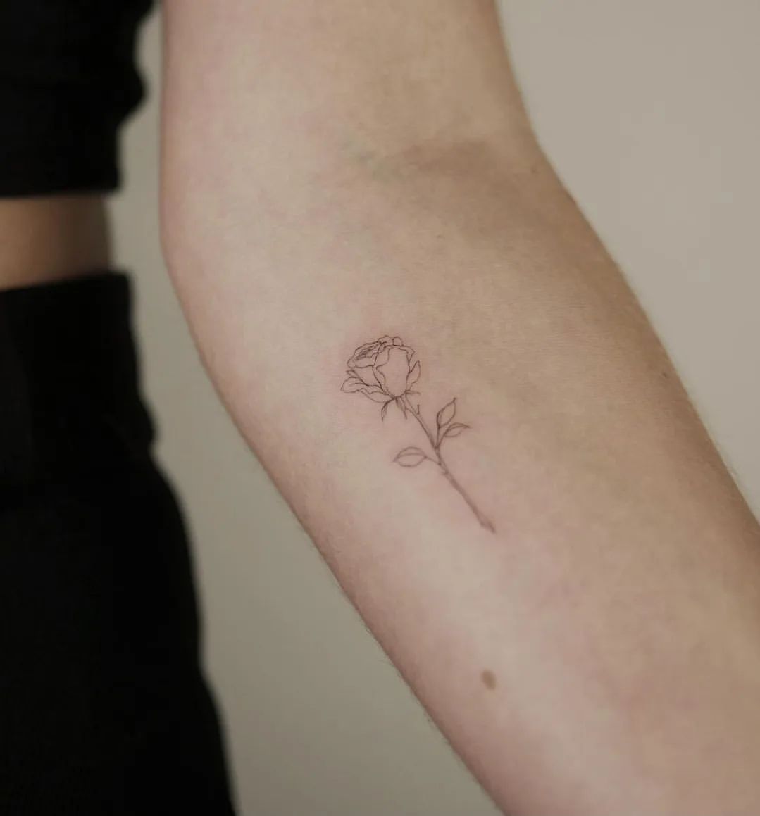 Solo Small Rose Flower Tattoo