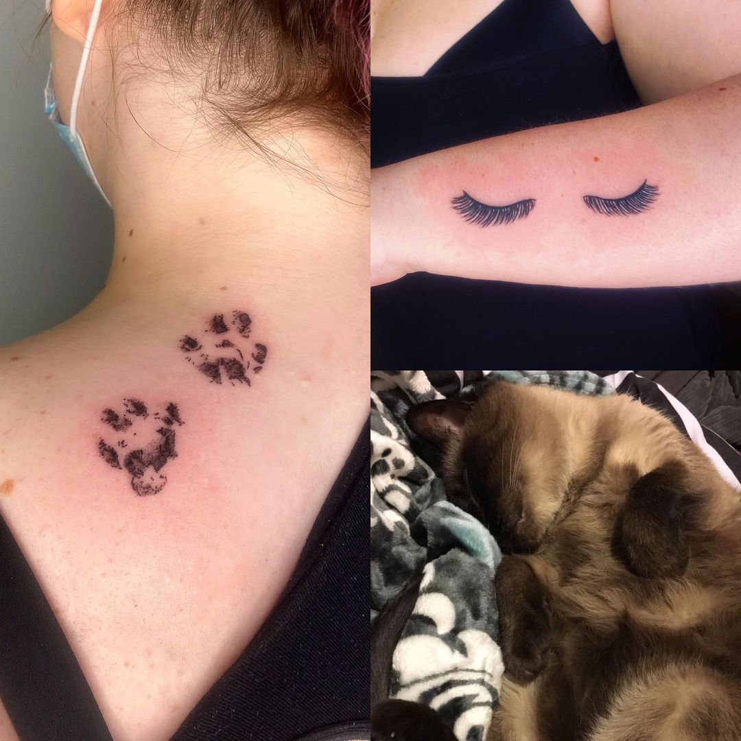 Twin Paw Print Tattoos On Shoulder
