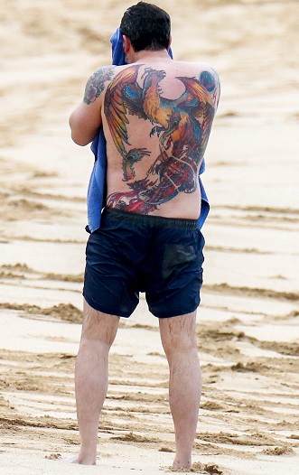 Ben Affleck's Phoenix Tattoo On The Back