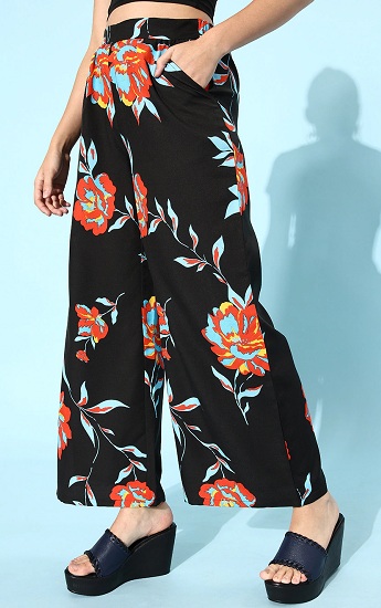 Black Parallel Printed Trousers