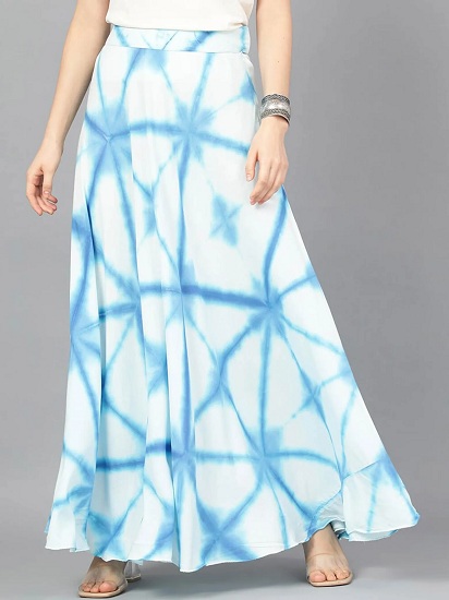 Blue Tie Dye Printed Skirt