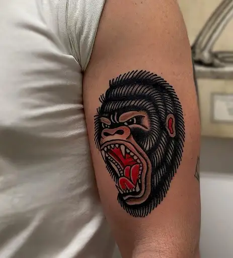Traditional Gorilla Tattoo Idea