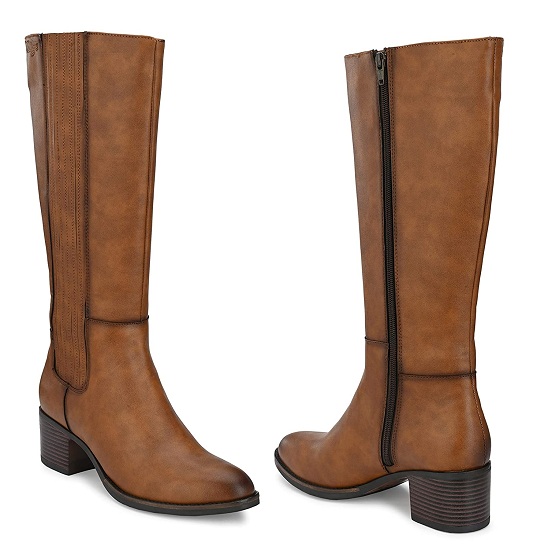 Brown Casual Knee High Boots