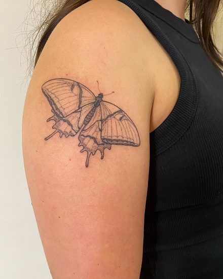 Butterfly Stick And Poke Tattoo