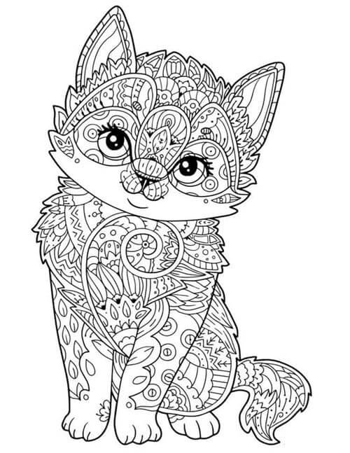 Cat mandala coloring page