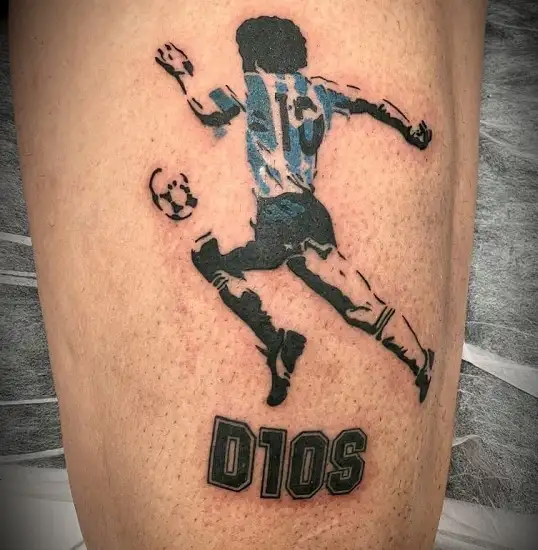 Football Tattoos On Back Leg
