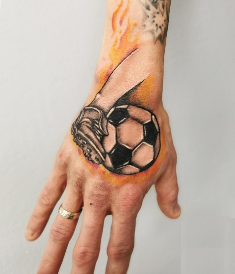 Cool Football Tattoo On The Arm