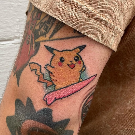 Cute Pikachu Anime Tattoo Design