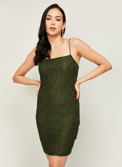Embroidered Bodycon One Piece Dress