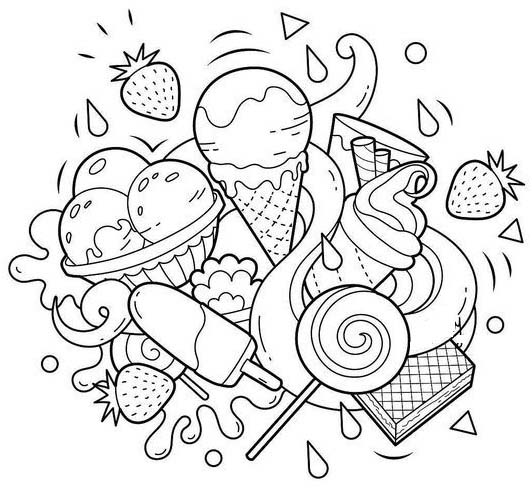 Extensive icecream coloring page
