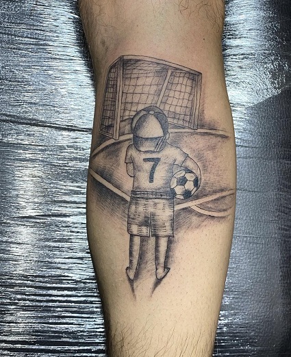 Extensive Soccer Leg Tattoos