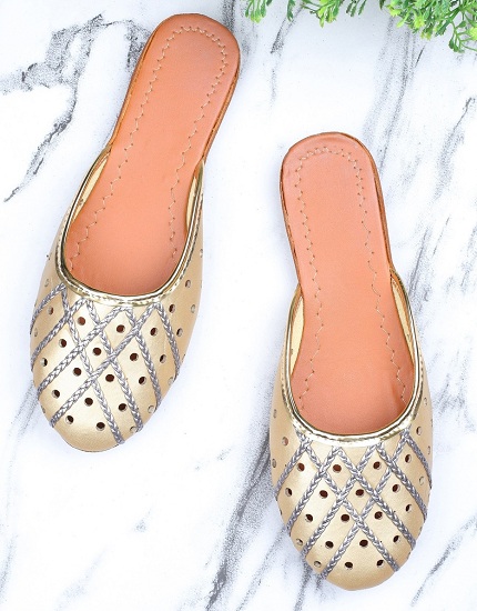 Gold Embellished Mule Sandals