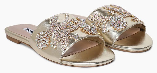 Gold Rhinestone Sandals For Wedding