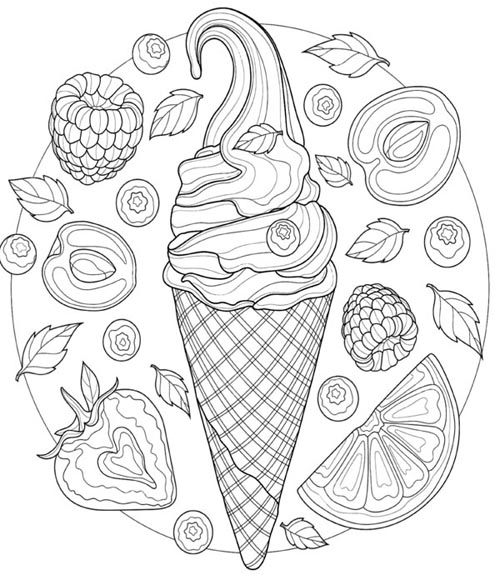 Ice Cream Coloring With Fruits