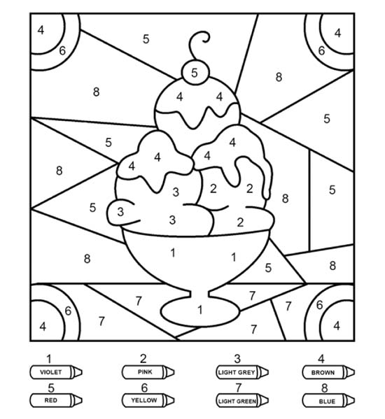 Ice Cream Image To Color with Numbers