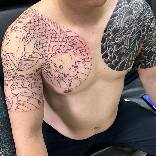 Koi Yakuza Chest Tattoos