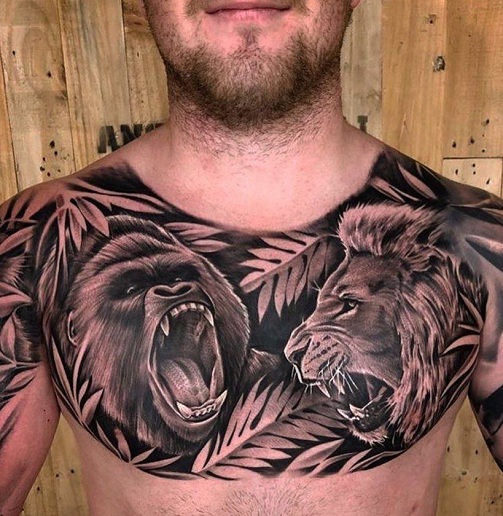 Lion And Gorilla Tattoo