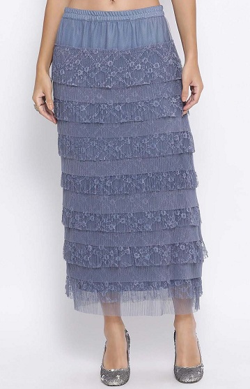 Long Ruffle Net Skirt
