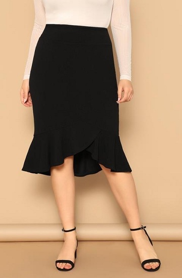 Womens Clothing Skirts Knee-length skirts MSGM Ruffle-detail Cotton Pencil Skirt in Natural 