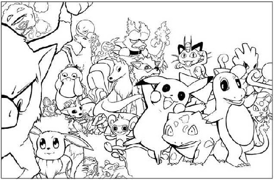 Pokemon Characters Coloring Sheet