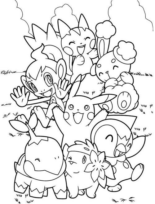 Pokemon Group Coloring Page