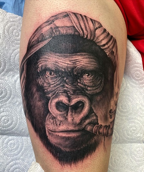 Realistic Gorilla Tattoo