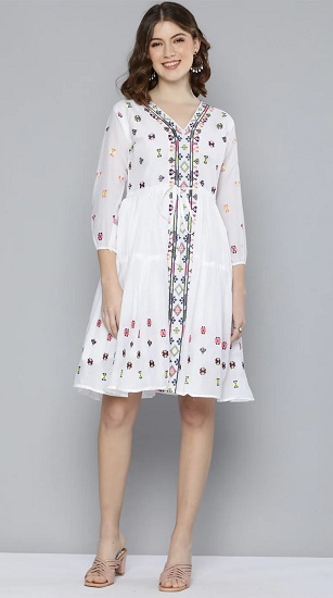 Selena Embroidered Short Dress