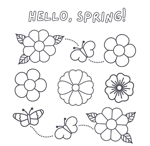 Simple Spring Colouring Sheet