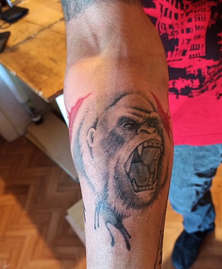 Traditional Gorilla Head Tattoo
