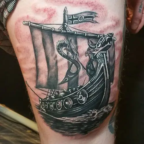 Scourge Tattoo Artist  Viking longship in progress for Jake No tracing  no copying no reference Handmade   viking vikings longship longboat   Facebook