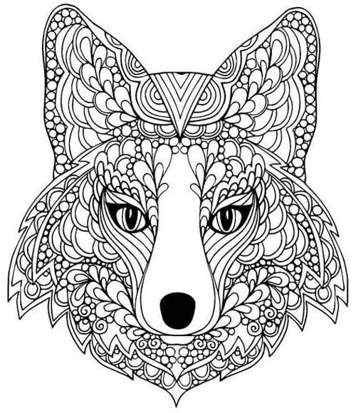 Wolf mandala coloring page
