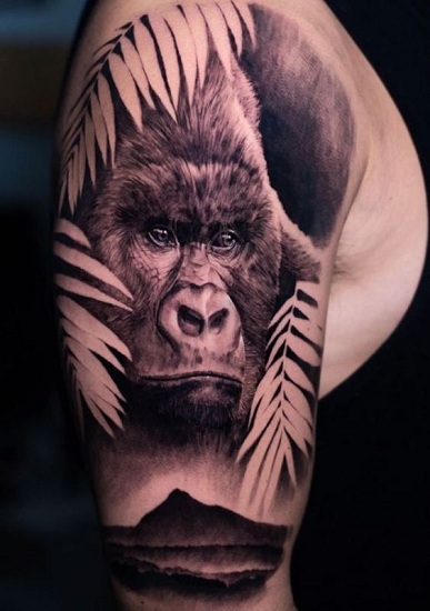 Gorilla Head Tattoo On The Arm