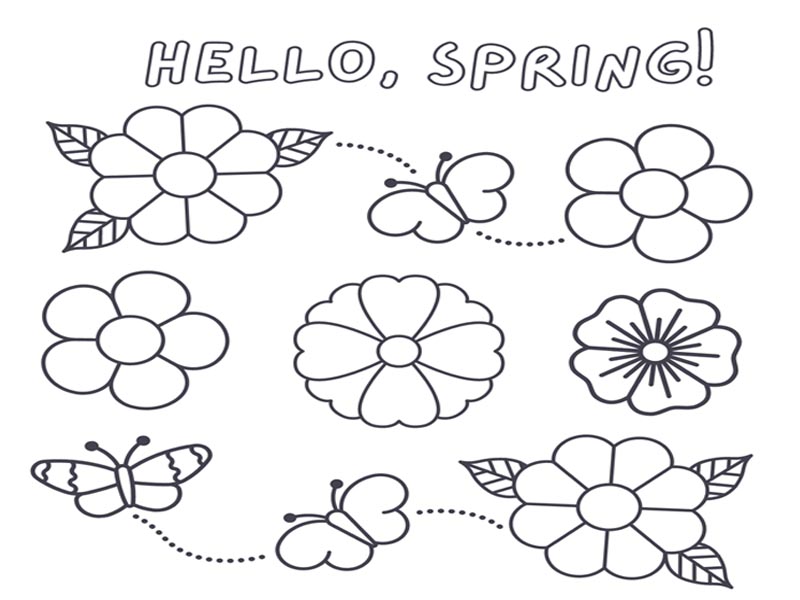 Simple Spring Coloring Sheet