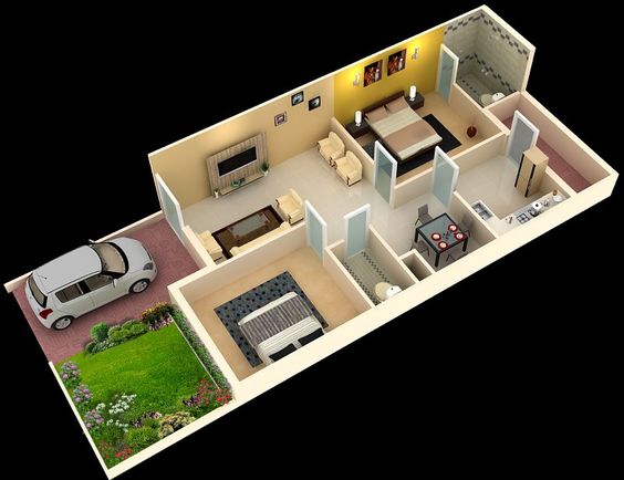700 Square Feet House Plan with Car Parking