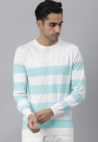 Blue And White Striped Sweatshirt